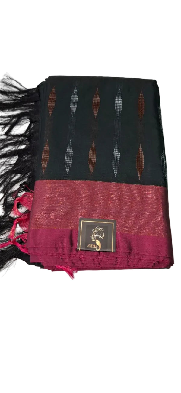 DARK GREEN AND RICH MAGENTA COLOR AARANI DOUBLE COLOR SILK SAREE