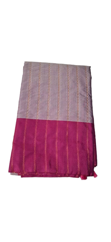 LIGHT LAVENDER WITH MAGENTA COLOR AARANI DOUBLE COLOR SILK SAREE