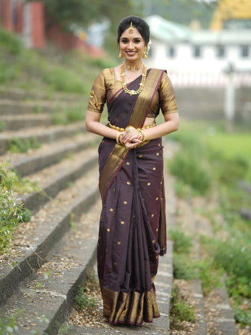 DEEP MAROON COLOR BANARASI SILK SAREE