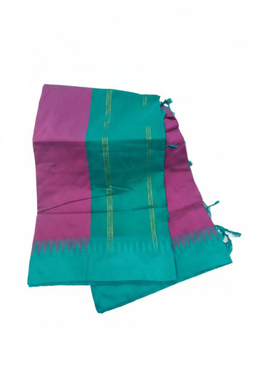 RICH MAGENTA WITH TEAL GREEN KALYANI PURE COTTON SAREE