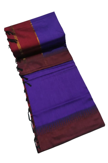 VIOLET WITH MAROON COLOR KALYANI PURE COTTON SAREE