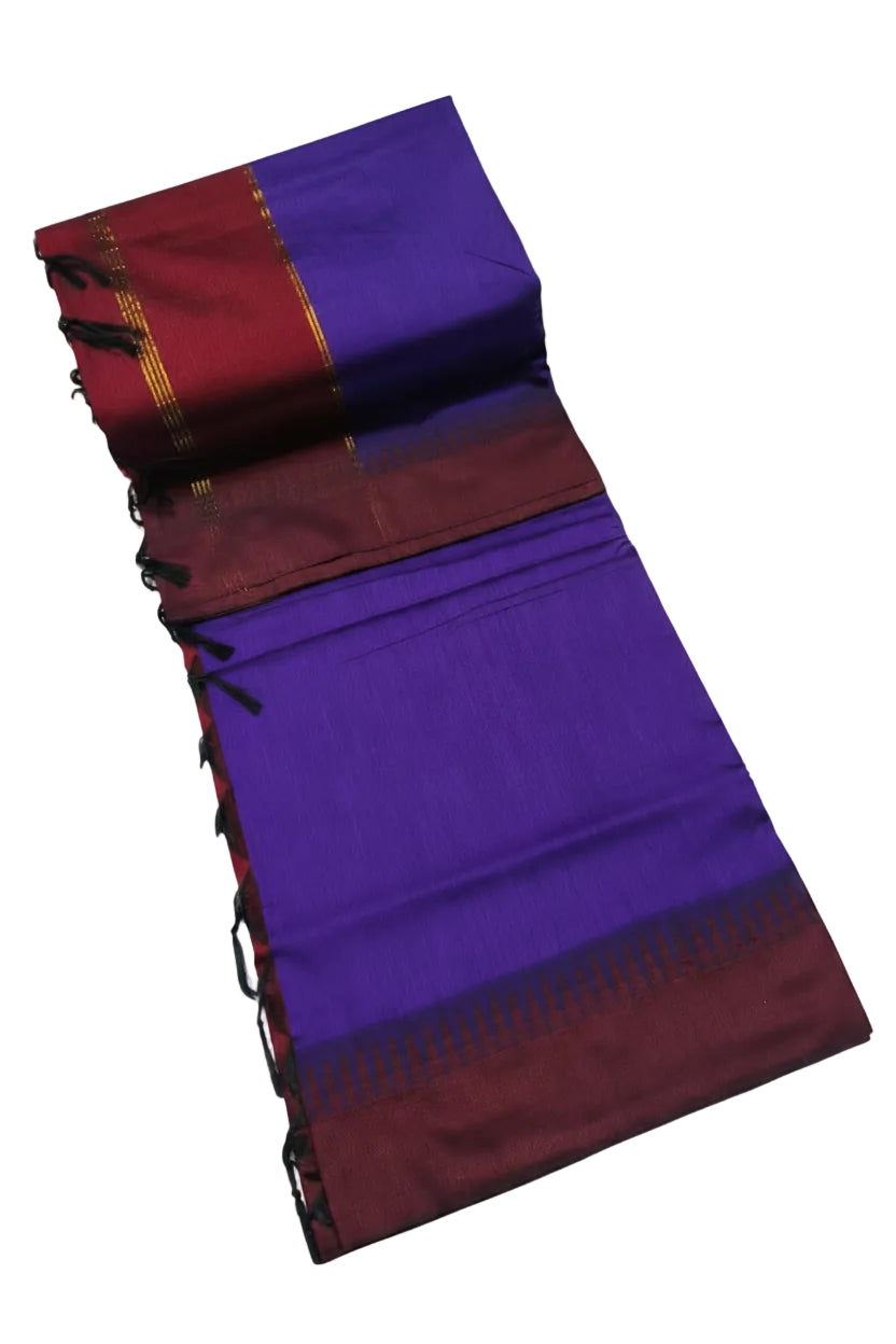VIOLET WITH MAROON COLOR KALYANI PURE COTTON SAREE