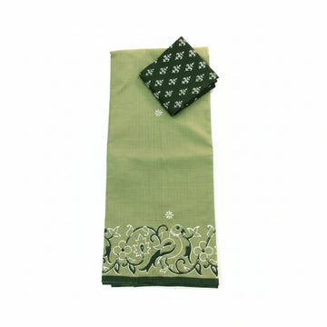 PISTA GREEN WITH DARK GREEN PRINTED SOUTH COTTON SAREE