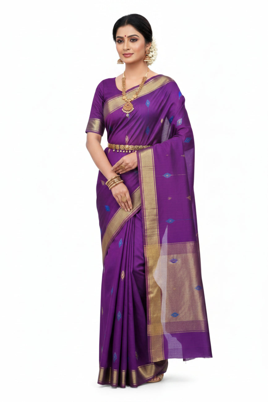WINE PURPLE VAIRA OOSI SILK COTTON SAREE