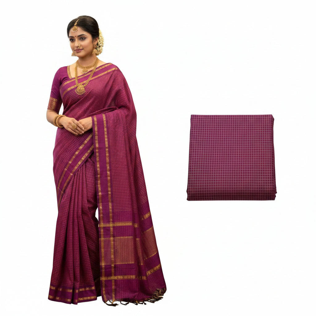 RANI PINK MUTHU KATTAM KALYANI COTTON SAREE