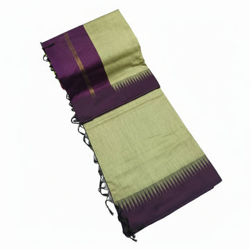 BEIGE AND DEEP PURPLE KALYANI COTTON SAREE