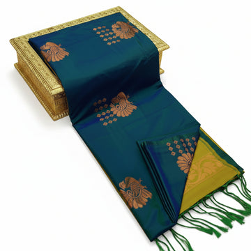 PEACOCK BLUE COLOR SOFT SILK SAREE