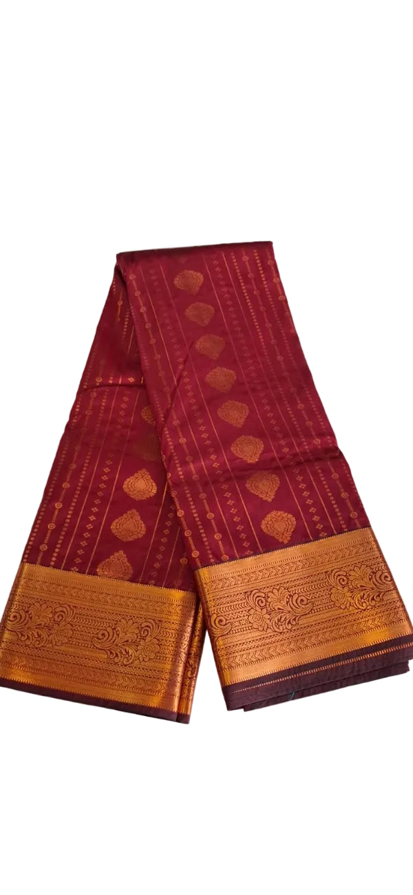MAROON WITH RAMA GREEN SOFT SILK SAREE