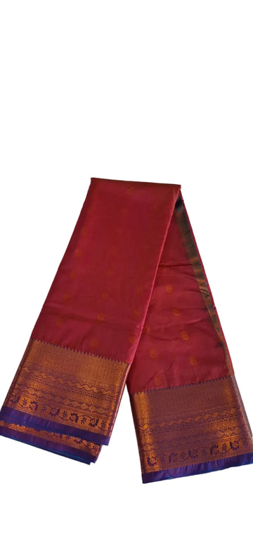 MAROON WITH RAMA GREEN SOFT SILK SAREE