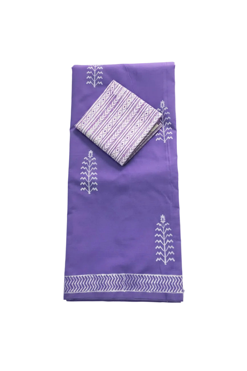 LAVENDER WITH WHITE COLOR SOUTH COTTON SAREE