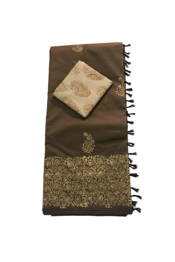 CHOCOLATE BROWN COLOR SOUTH COTTON SAREE