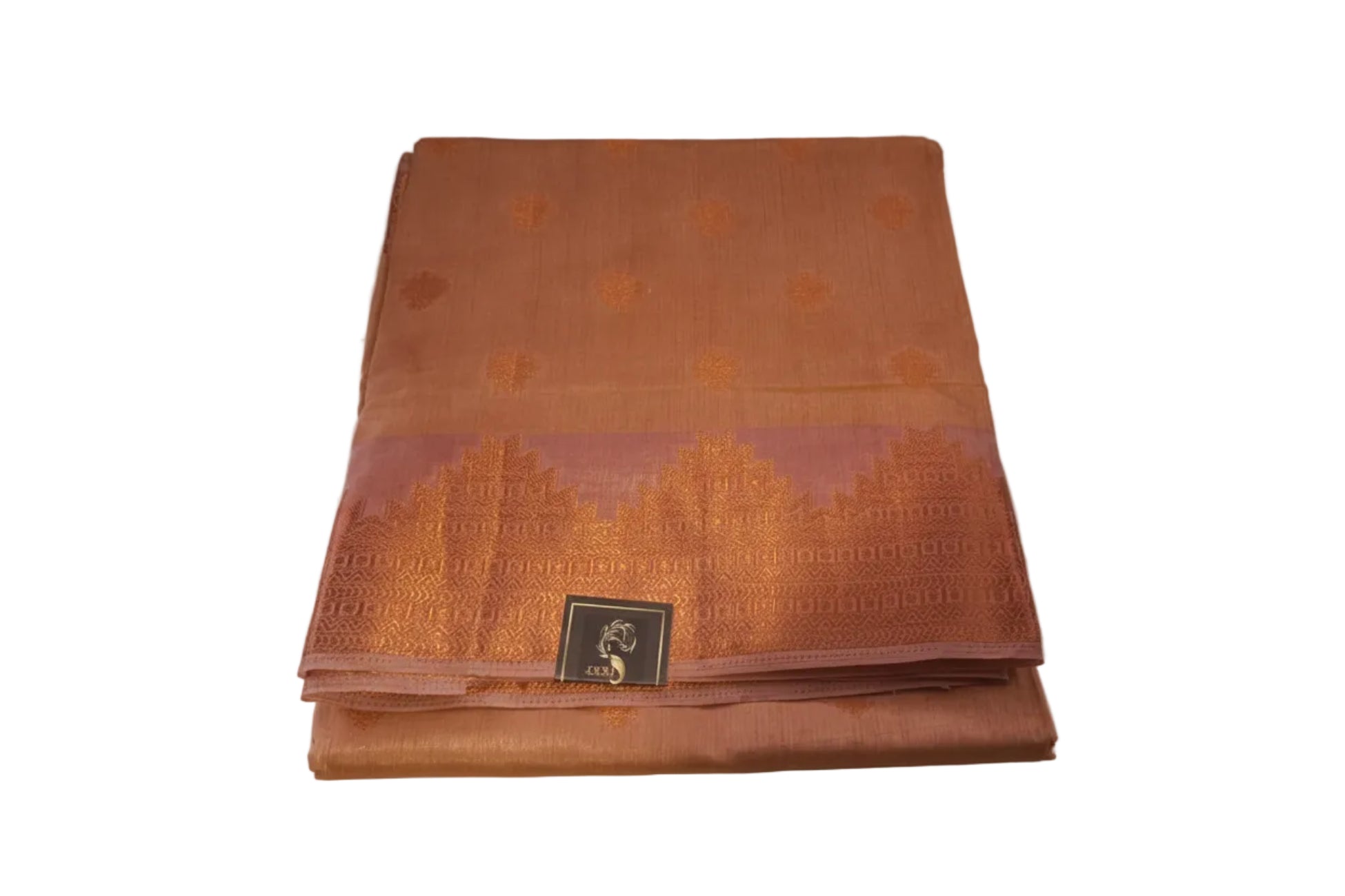 PEACH COPPER COLOR TUSSAR MIXED COTTON SILK SAREE