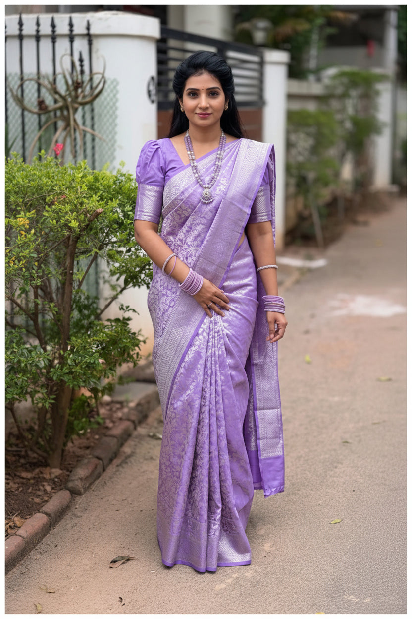LAVENDER COLOR SOFT SILK SAREE