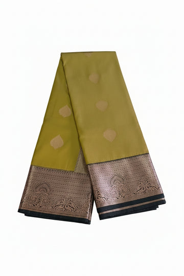 LIME GOLD GREEN SOFT SILK SAREE