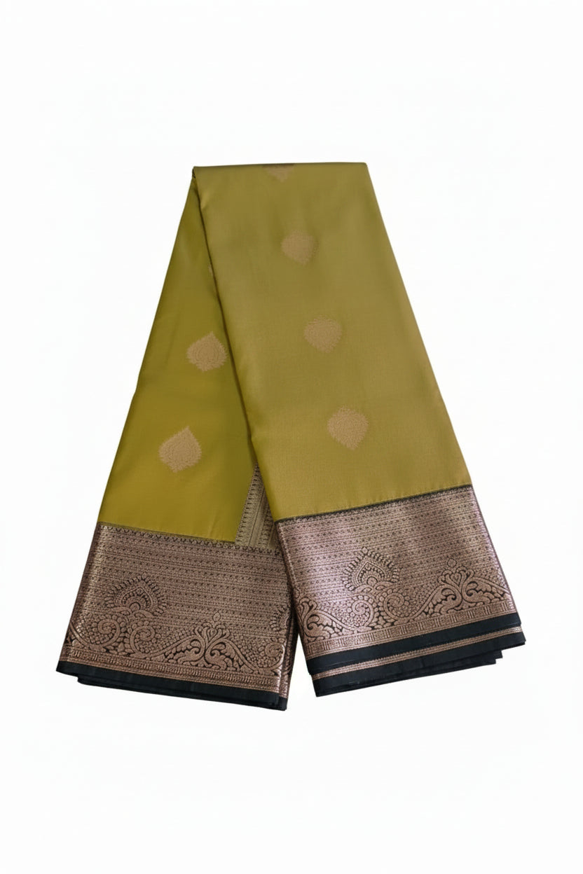 LIME GOLD GREEN SOFT SILK SAREE