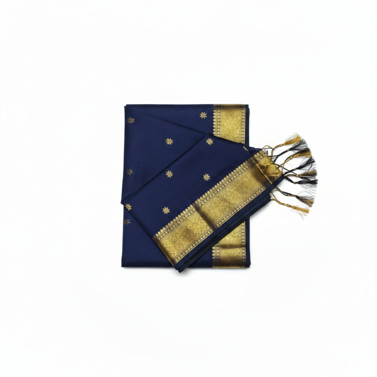NAVY BLUE COLOR BIG BORDER MAHESWARI COTTON SAREE