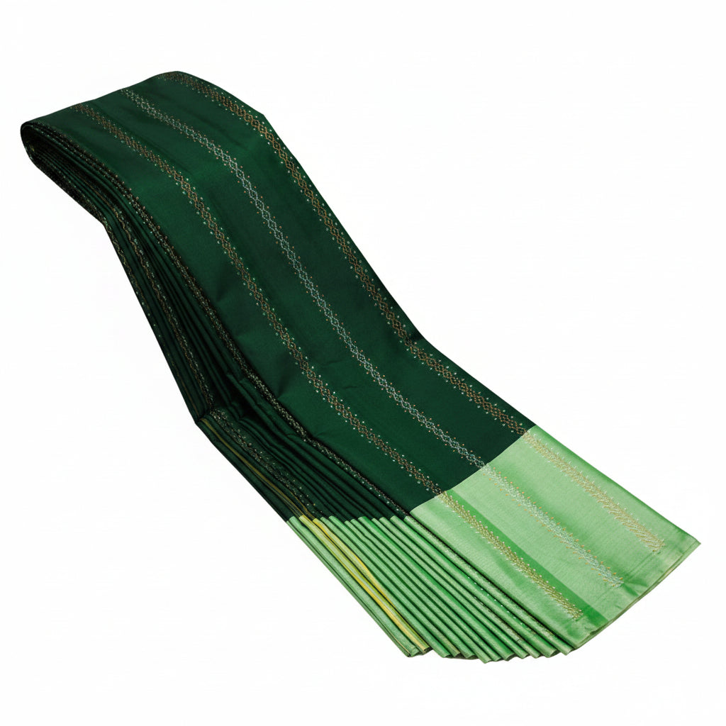 GREEN AND PISTA GREEN AARANI DOUBLE COLOR SILK SAREE