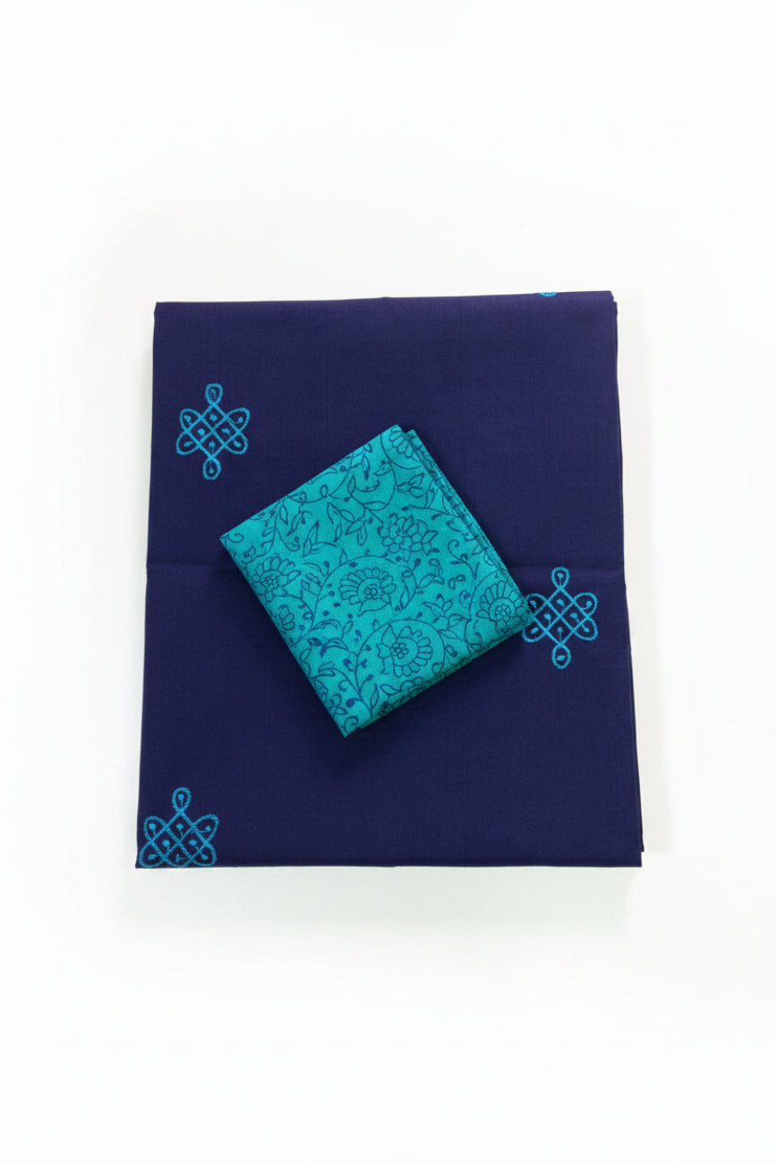 NAVY BLUE EMBROIDARY SOUTH COTTON SAREE