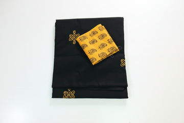 BLACK AND YELLOW EMBROIDERY SOUTH COTTON SAREE