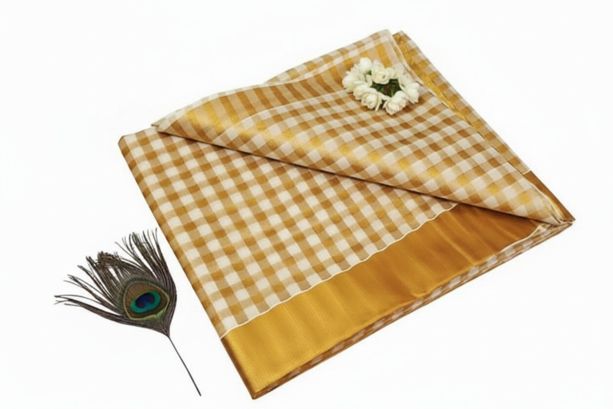 KERALA KASAVU CHECKED COTTON SAREE