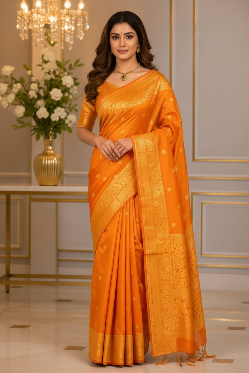 ORANGE COLOR BANARASI SILK SAREE