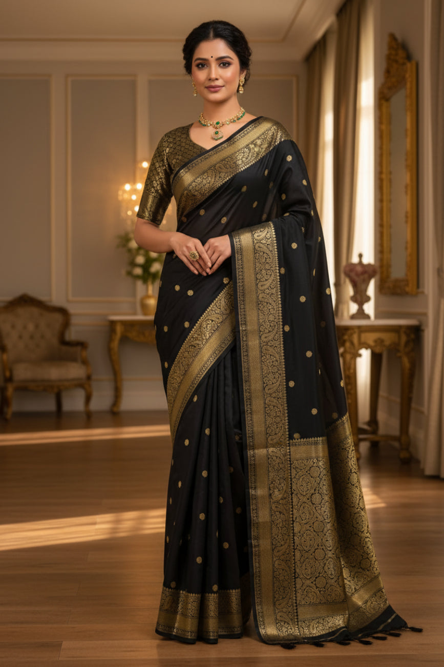 BLACK COLOR BANARASI SILK SAREE