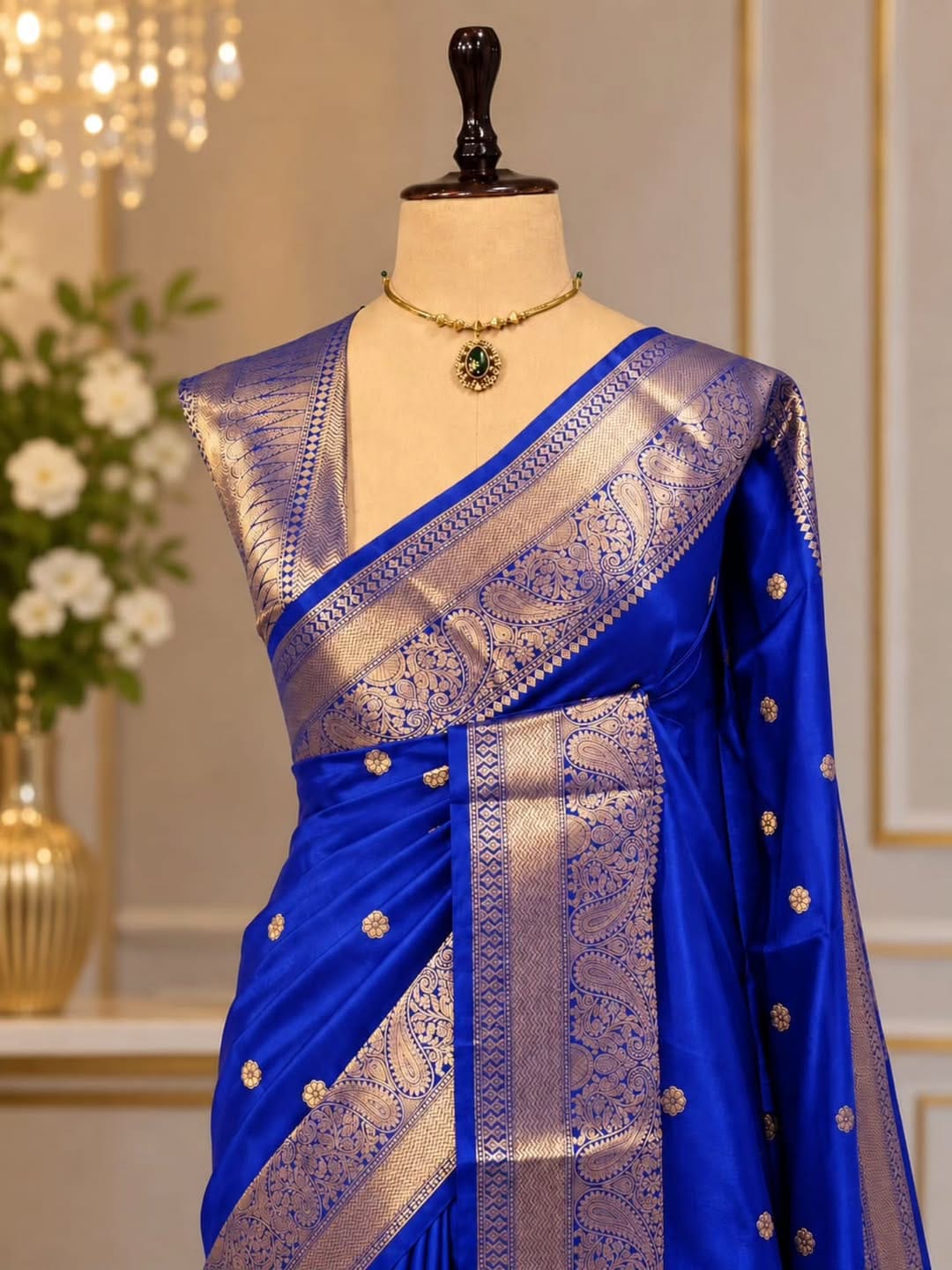 ROYAL BLUE COLOR BANARASI SILK SAREE