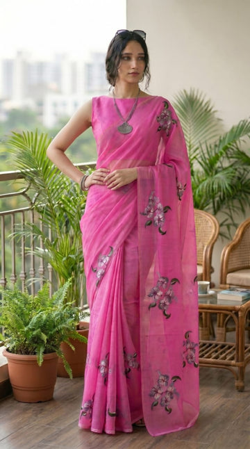 BABY PINK MULMUL COTTON SAREE