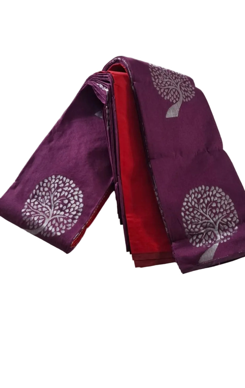 WINE COLOR WITH RED COLOR SOFT SILK SAREE