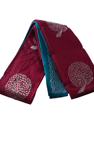 MAGENTA WITH PEACOCK GREEN SILK SAREE