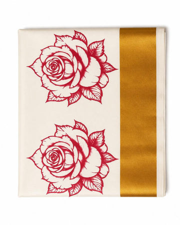 kerala kasavu cotton saree with red color rose printed designs