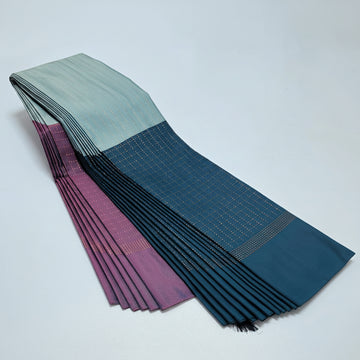 Magenta,light blue and teal blue aarani triple color silk saree