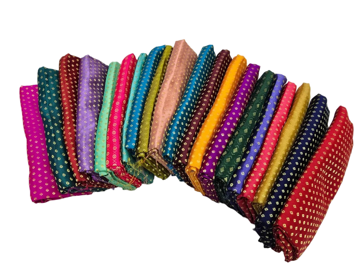 20 Pieces Multi color brocade soft silk blouse pieces