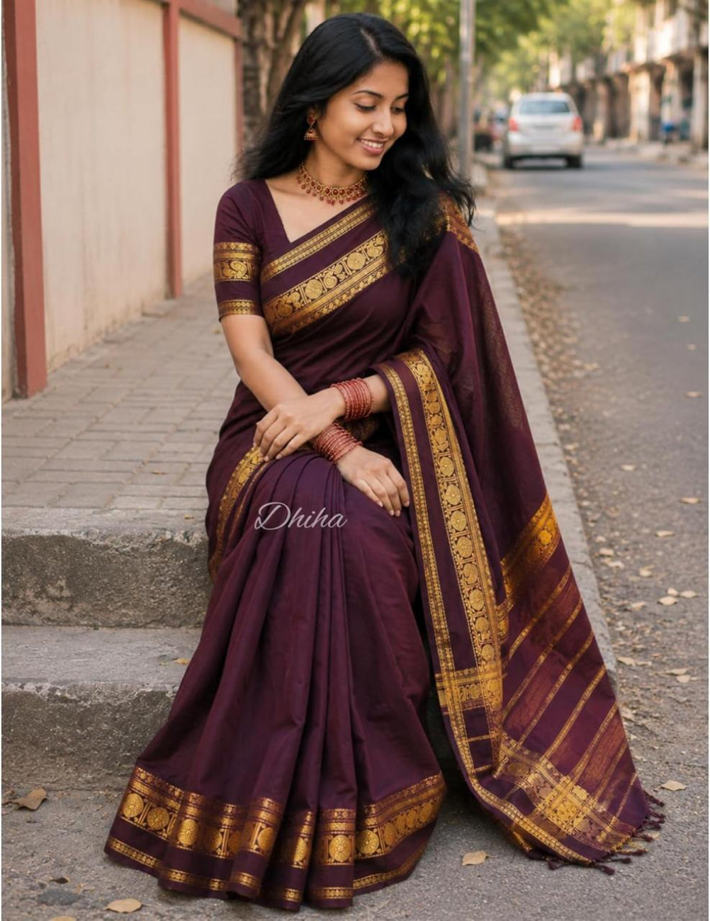 Deep Maroon With Golden Zari  Border Banarasi Silk Saree