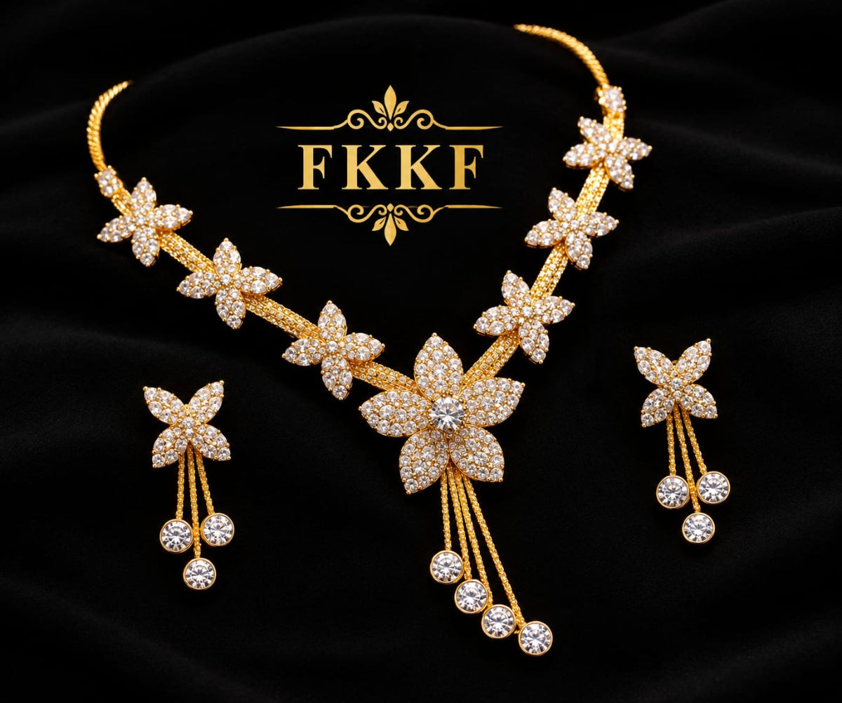 Elevate Your Festive Look with the Gaazi Jewellers Premium Floral Jewellery Set