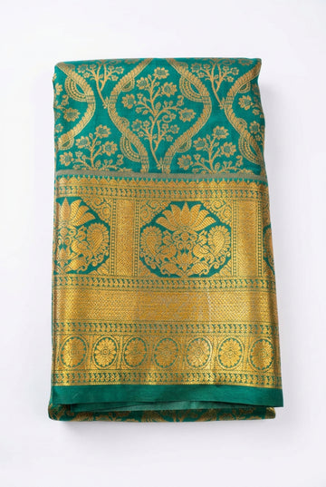 Peacock With Gold Zari Semi Kanchipuram Silk Saree