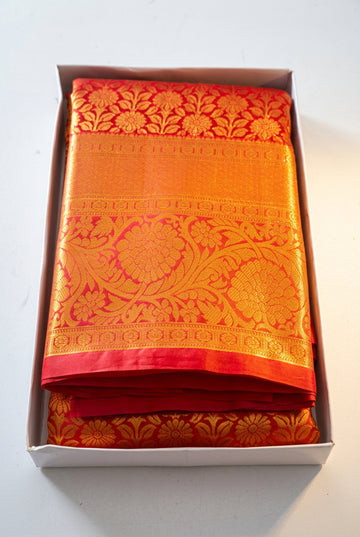 Red With Gold Zari Semi Kanchipuram Silk Saree