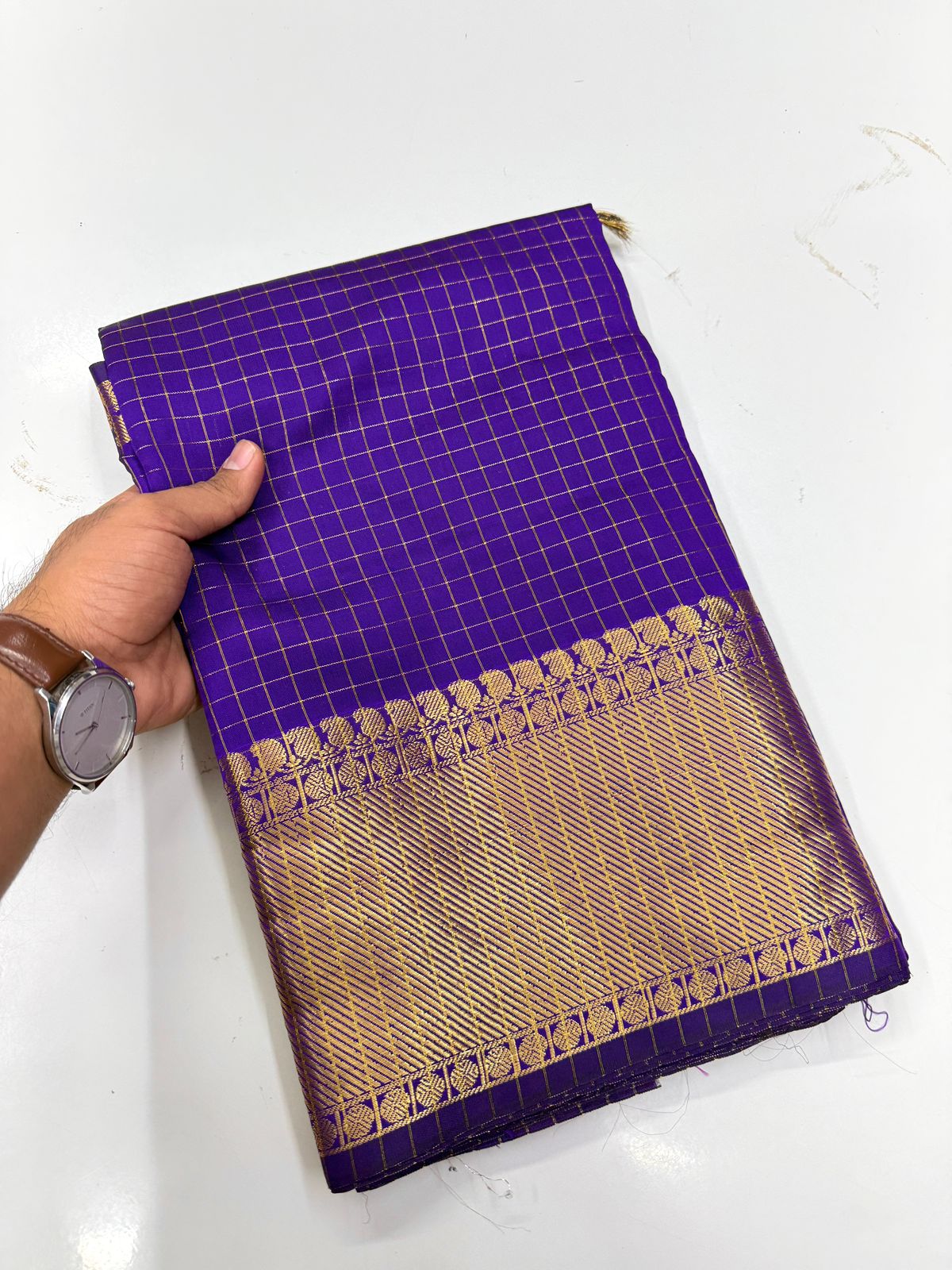 VIOLET COLOUR BANARASI CHECKED COLLECTION