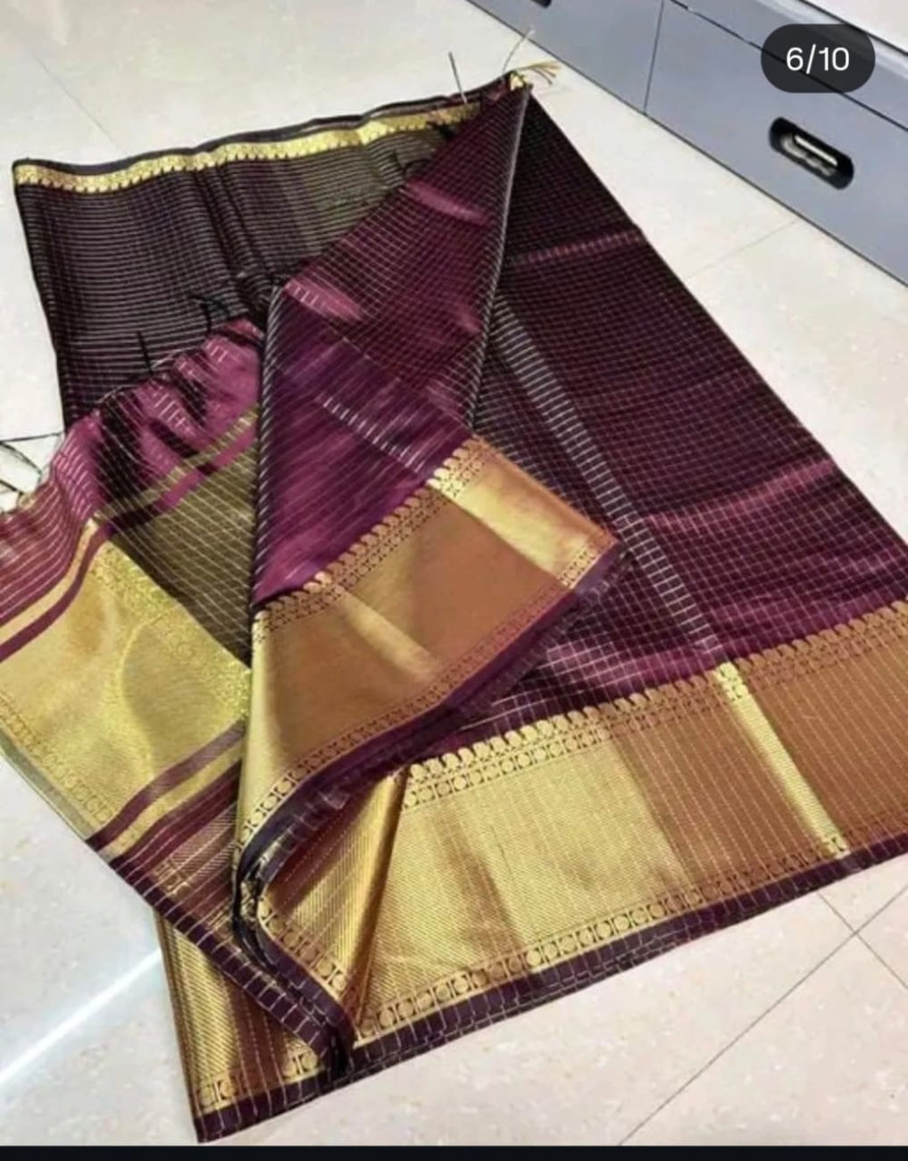 DEEP MAROON COLOR BANARASI COTTON CHECK SOFT SILK SAREE
