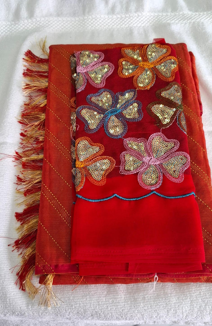 SAMANTHA RED COLOR SAREE WITH DESIGNER BLOUSE