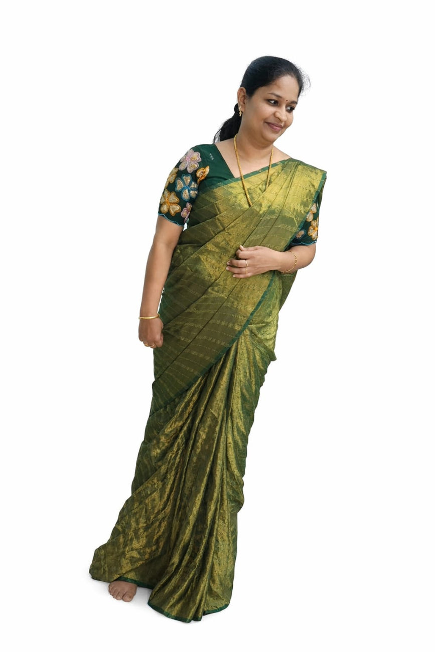 SAMANTHA GREEN COLOR SAREE WITH DESIGNER BLOUSE