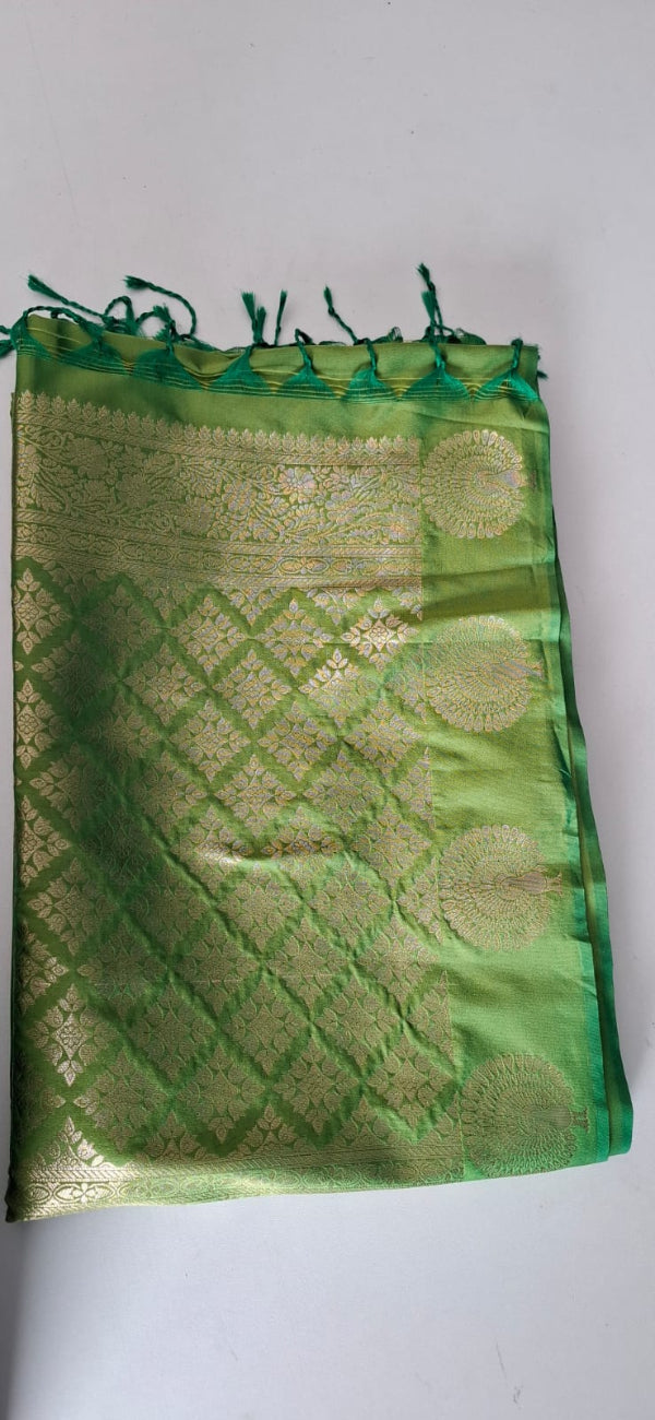 RICH LEAFY GREEN PURE SOFT SILK SAREE