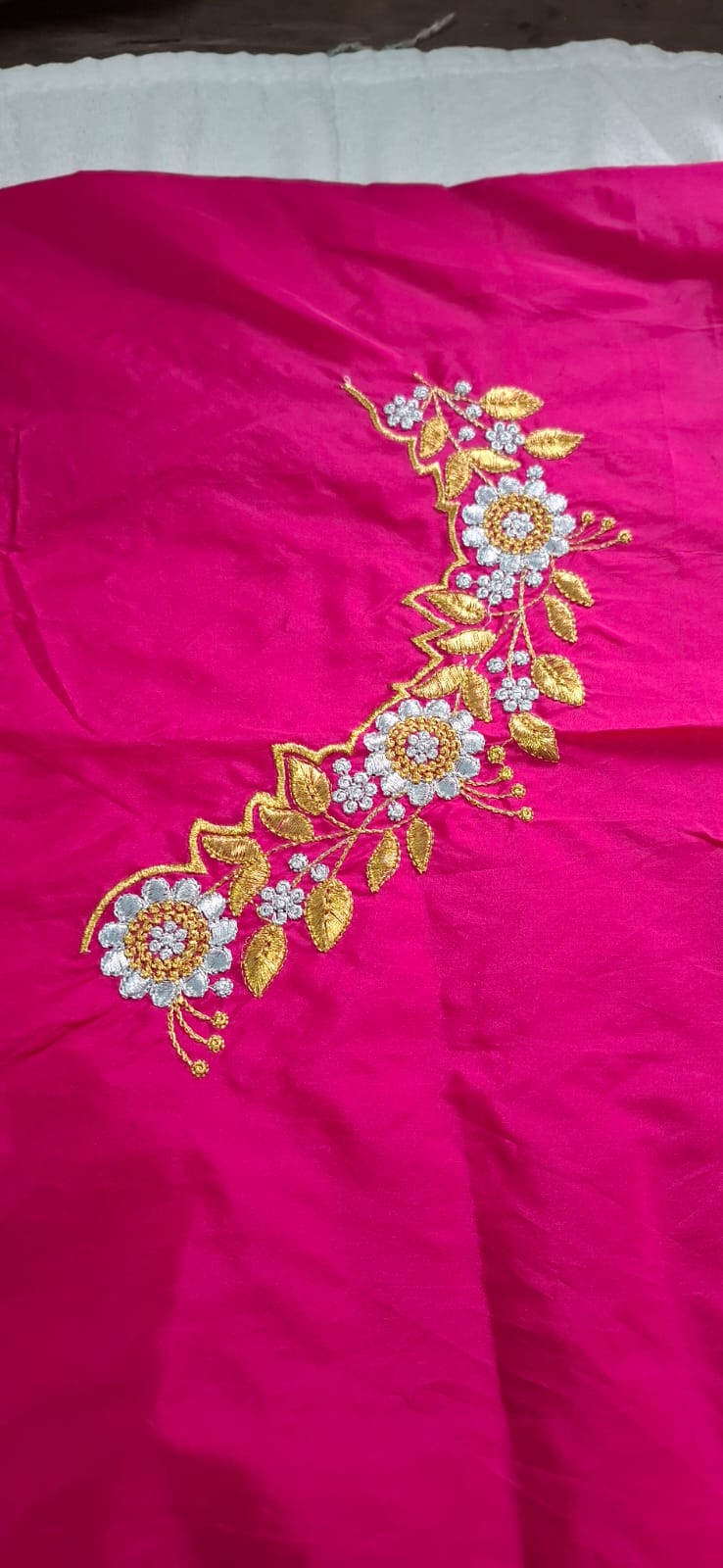 MAGENTA COLOR SILK COTTON BLOUSE PIECE