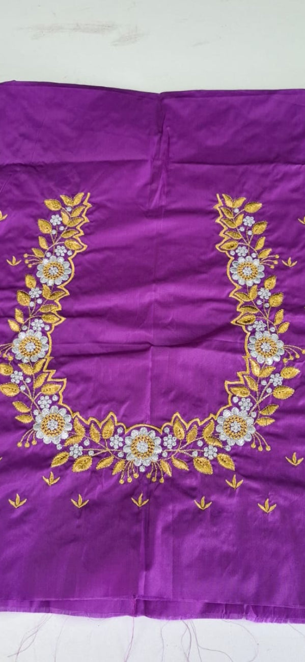 VIOLET COLOR SILK COTTON BLOUSE PIECE