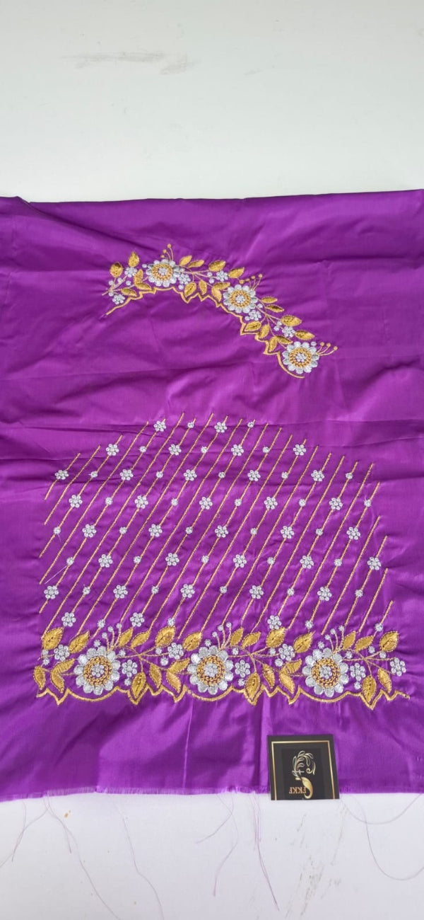 VIOLET COLOR SILK COTTON BLOUSE PIECE