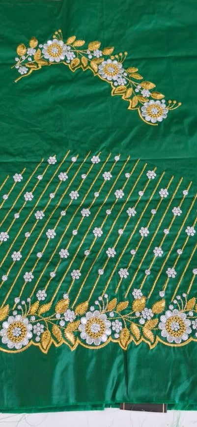 GREEN COLOR SILK COTTON BLOUSE PIECE