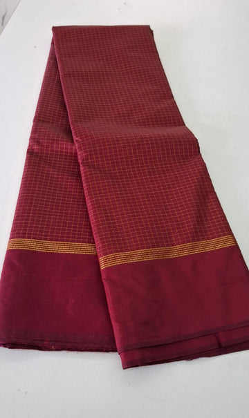 MAROON COLOR SMALL CHECKED AARANI SILK SAREE