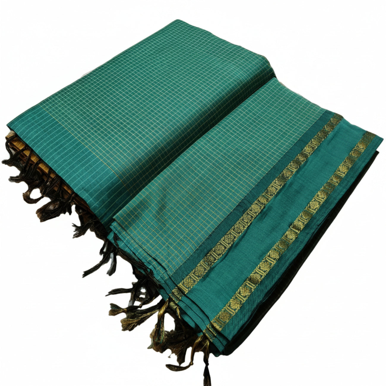 SEA GREEN MUTHU KATTAM KALYANI COTTON SAREE