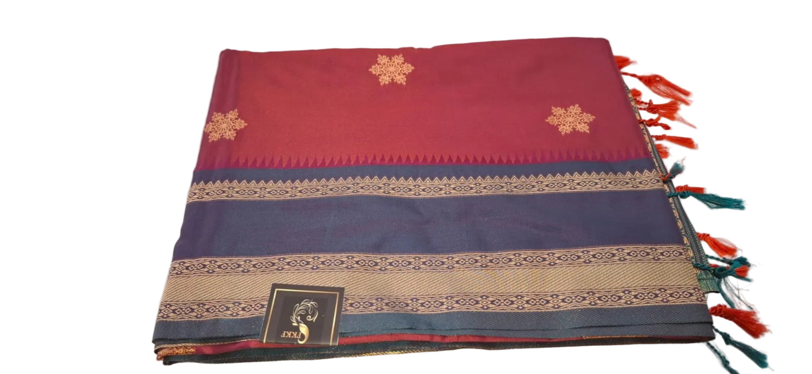 LITE MAROON WITH PEACOCK GREEN SOFT SILK SAREE