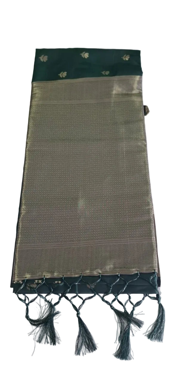 BOTTLE GREEN COLOR SOFT SILK SAREE